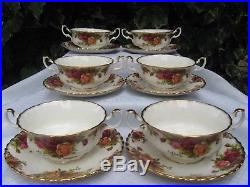 6 x Royal Albert Old Country Roses Soup Coupes & Stands Original Backstamp
