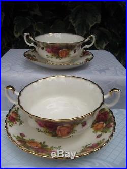 6 x Royal Albert Old Country Roses Soup Coupes & Stands Original Backstamp