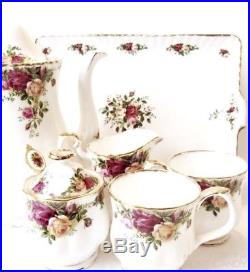 6pcs Royal Albert Old Country Roses Breakfast Set Tray Coffee Jam Pot Mugs PLUS