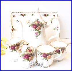 6pcs Royal Albert Old Country Roses Breakfast Set Tray Coffee Jam Pot Mugs PLUS