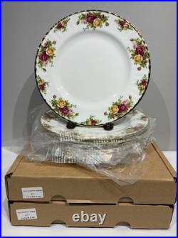 8 New Royal Albert Old Country Roses 10 1/2 Dinner Plates with Gold Trim 8 New Royal Albert Old Country Roses 10 1/2 Dinner Plates with Gold Trim
