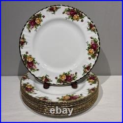 8 New Royal Albert Old Country Roses 10 1/2 Dinner Plates with Gold Trim