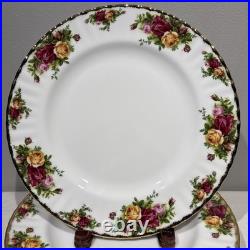 8 New Royal Albert Old Country Roses 10 1/2 Dinner Plates with Gold Trim