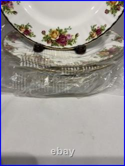 8 New Royal Albert Old Country Roses 10 1/2 Dinner Plates with Gold Trim