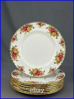 8 New Royal Albert Old Country Roses 10.5 Dinner Plates with Gold Trim England