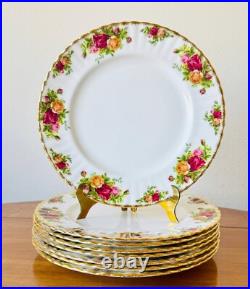 8 Royal Albert Old Country Roses 10.5 Dinner Plates England Vintage