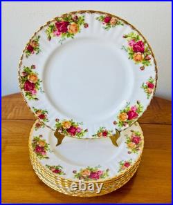 8 Royal Albert Old Country Roses 10.5 Dinner Plates England Vintage