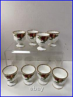 8 Royal Albert Old Country Roses Footed Egg Cups