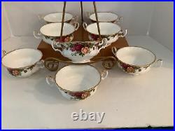 8 Royal Albert Soup bowls with handles Old Country Roses