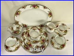 AAA3 Royal Albert White Bone China Old Country Roses Dinnerware Sets Set of 19
