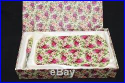 BRAND NEW RARE Royal Albert CHINTZ Old Country Roses FOOTED CHEESE BOARD SET