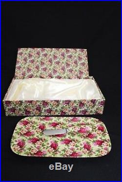BRAND NEW RARE Royal Albert CHINTZ Old Country Roses FOOTED CHEESE BOARD SET