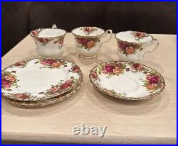 Beautiful ROYAL ALBERT OLD COUNTRY ROSES 7 Piece Set BONE CHINA ENGLAND USED