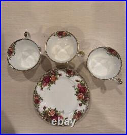 Beautiful ROYAL ALBERT OLD COUNTRY ROSES 7 Piece Set BONE CHINA ENGLAND USED