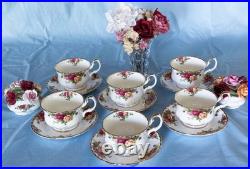 Beautiful Royal Albert Old Country Rose Breakfast Cup And Saucer- 6 Set England