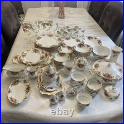 Beautiful Royal Albert Old Country Rose Huge Dinnerware Set Made In England 85 P