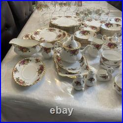 Beautiful Royal Albert Old Country Rose Huge Dinnerware Set Made In England 85 P