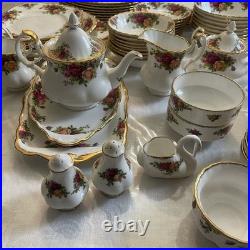 Beautiful Royal Albert Old Country Rose Huge Dinnerware Set Made In England 85 P