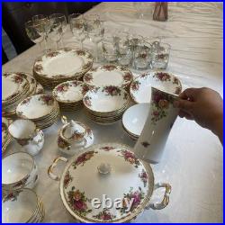 Beautiful Royal Albert Old Country Rose Huge Dinnerware Set Made In England 85 P
