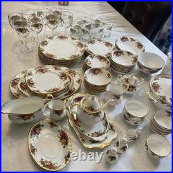 Beautiful Royal Albert Old Country Rose Huge Dinnerware Set Made In England 85 P