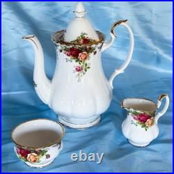 Beautiful Royal Albert Old Country Roses Coffee Set. Made in England Beautiful Royal Albert Old Country Roses Coffee Set. Made in England