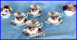 Beautiful Royal Albert Old Country Roses Demitasse Cups and Saucers. 4 Sets Beautiful Royal Albert Old Country Roses Demitasse Cups and Saucers. 4 Sets