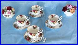 Beautiful Royal Albert Old Country Roses Demitasse Cups and Saucers. 4 Sets Beautiful Royal Albert Old Country Roses Demitasse Cups and Saucers. 4 Sets
