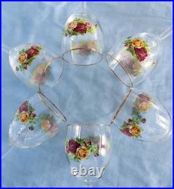 Beautiful Royal Albert Old Country Roses Wine Glasses Set of 6 Made In England