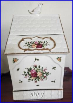Birdhouse Porcelain Royal Albert Old Country Roses Collectable Canister Vntg
