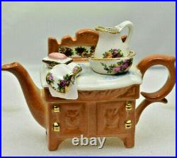Cardew Design One Cup Teapot Old Country Roses WASHSTAND Royal Albert England