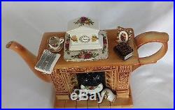 Collectible Royal Albert Cardew Design Old Country Roses Fireplace Titan Teapot