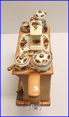 Custom 1996 Royal Albert Old Country Roses Cardew Earthenware Fireplace Tea Pot
