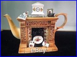 Custom 1996 Royal Albert Old Country Roses Cardew Earthenware Fireplace Teapot