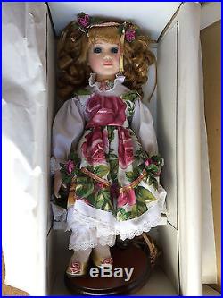 DOLL Figure girl IN BOX rare old Country Roses Royal Albert with stand