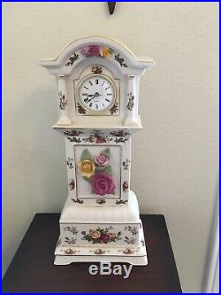 EUC Royal Albert Old Country Roses Grandfather Clock BEAUTIFUL withbox RARE