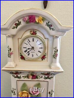 EUC Royal Albert Old Country Roses Grandfather Clock BEAUTIFUL withbox RARE