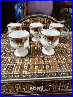 Egg Cups Royal Albert Old Country Roses Set Of 5 Dining China Vtg Estate Flower