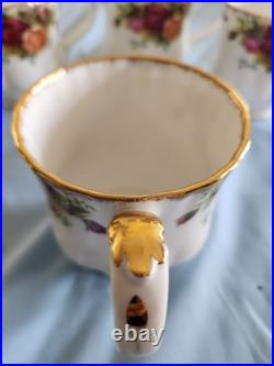 Elegantly Beautiful Royal Albert Old Country Rose (4) Footed Mugs Rare England