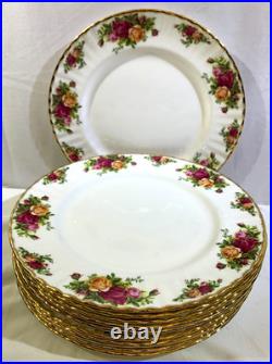 Eleven (11) Royal Albert Old Country Roses 10.5 Dinner Plates Active Pattern
