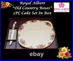 Estate Royal Albert England OLD COUNTRY ROSES-2 Piece CAKE SET In Original Box