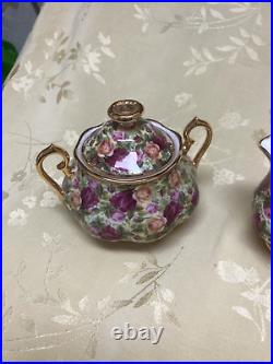 Fabulous Royal Albert OLD COUNTRY ROSE CHINTZ Creamer and Sugar Bowl with Lid