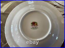 Five Royal Albert Old Country Roses 8 Inch Rimmed Soup Bowls Made in England