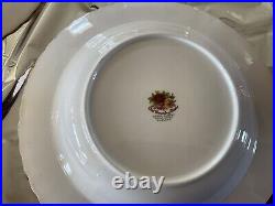 Five Royal Albert Old Country Roses 8 Inch Rimmed Soup Bowls Made in England