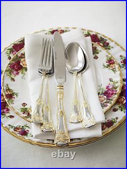 Flatware Set Golden Old Country Roses Stainless Steel Polished Metal 20 Pieces
