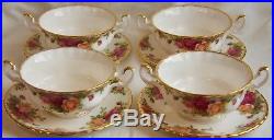 Four Sets Royal Albert Old Country Roses Cream Soup Bowls & Saucers Perfect