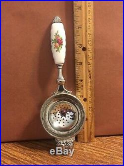 HARD TO FIND Royal Albert OLD COUNTRY ROSES Porcelain Silverplate TEA STRAINER