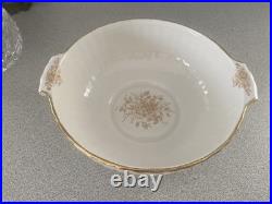 HTF 2007 Royal Albert Old Country Roses Gold 9 Round Serving Bowl withHandles
