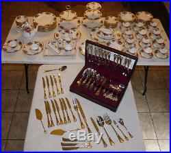 HUGE! Royal Albert Old Country Roses 1962 Made in England 100PC PLUS FLATWARE