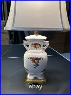 Lamp Old Country Roses Fine English Bone China, Collectors Items With Shade
