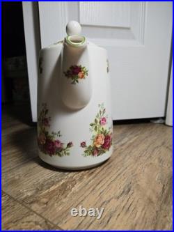Large Old Country Roses Teapot or Coffee Pot Rare Green Trim Casual Collection Large Old Country Roses Teapot or Coffee Pot Rare Green Trim Casual Collection